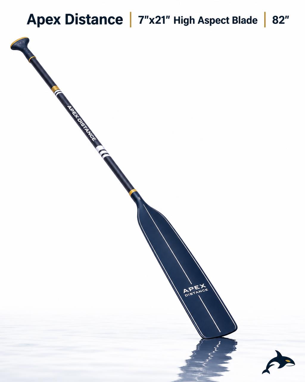 Apex Distance SUP paddle — 7"×21" high aspect blade