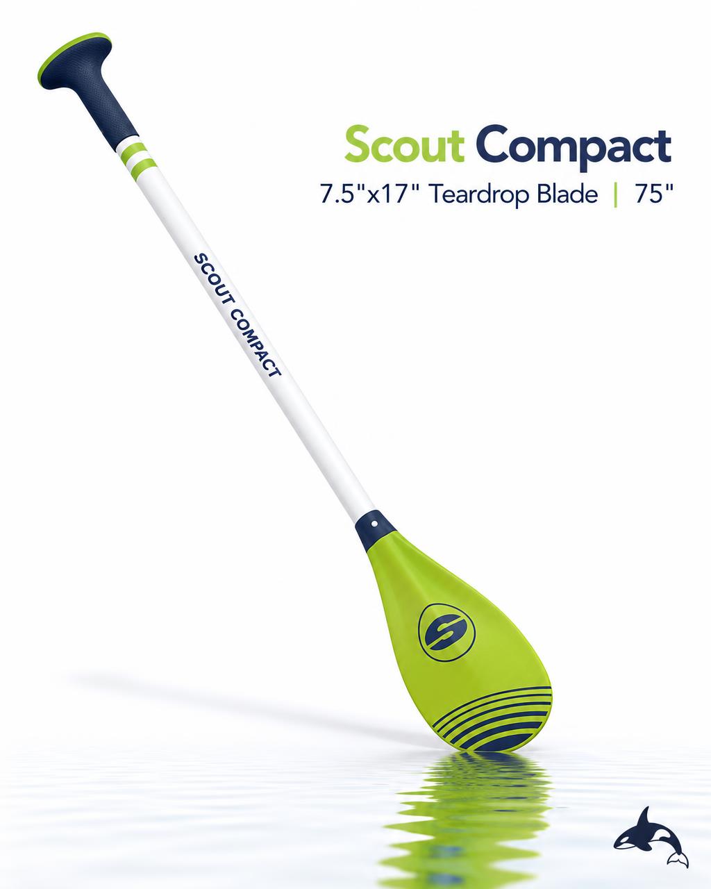 Scout Compact SUP paddle — 7.5"×17" teardrop blade