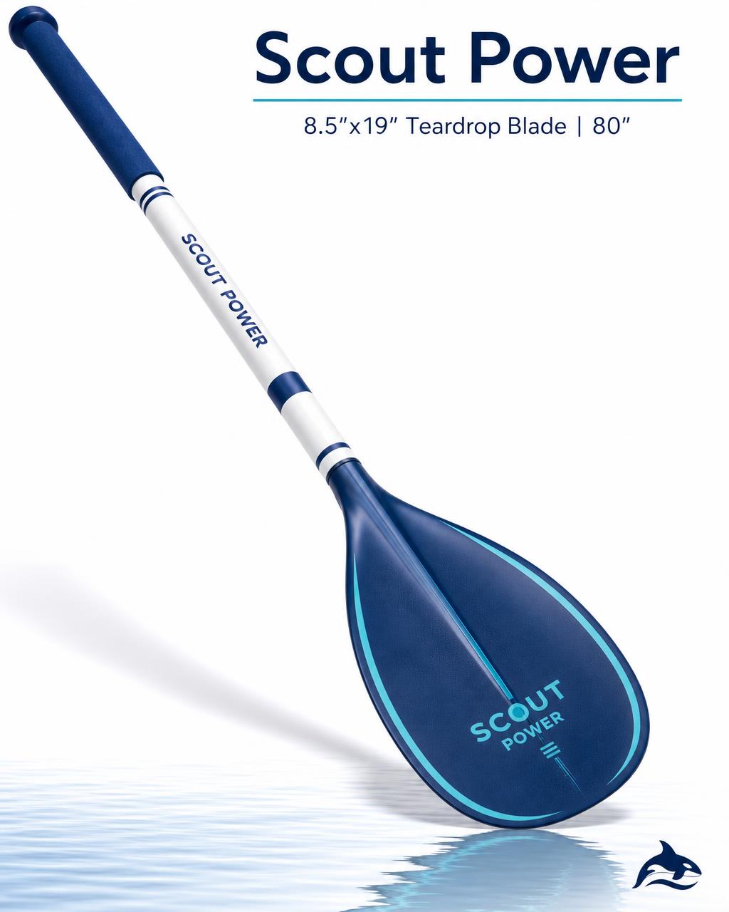 Scout Power SUP paddle — 8.5"×19" teardrop blade