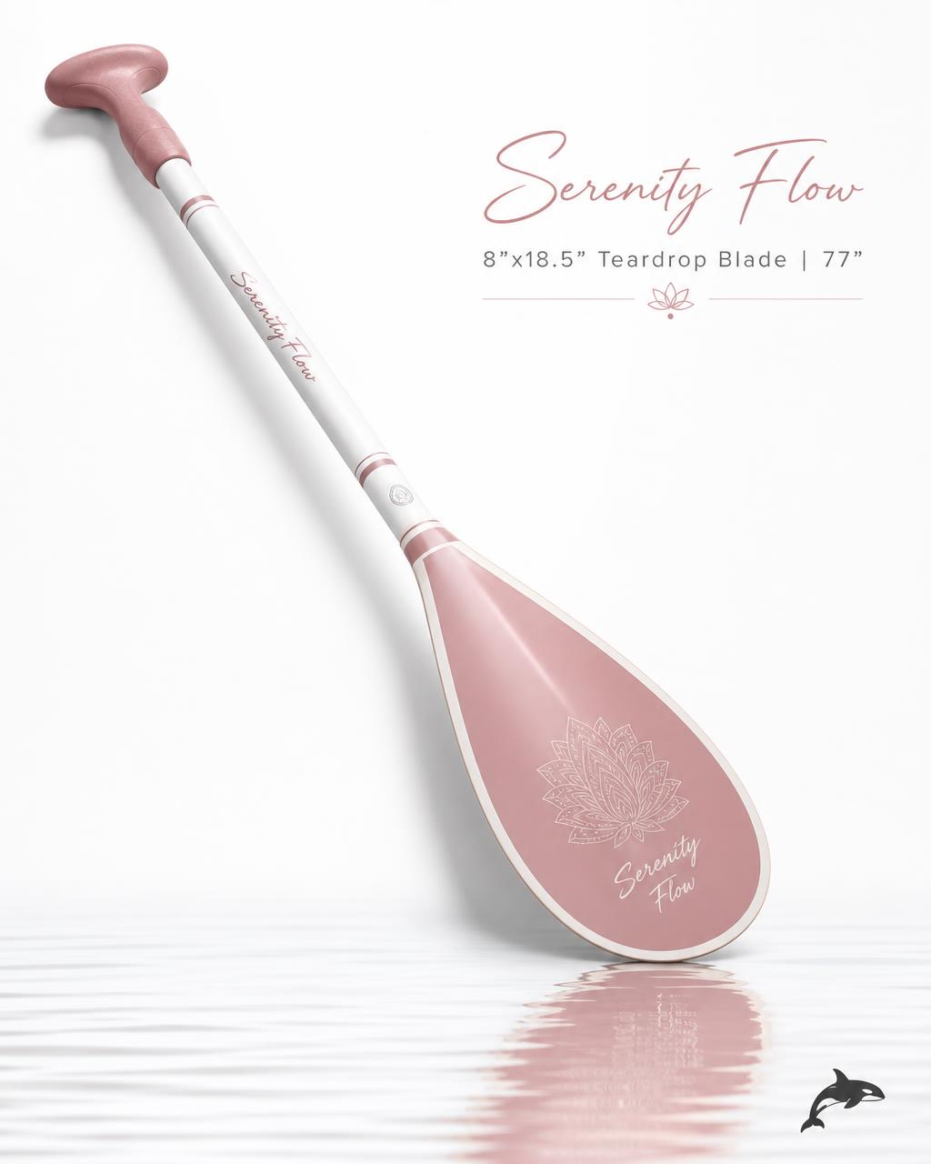 Serenity Flow SUP paddle — 8"×18.5" teardrop blade