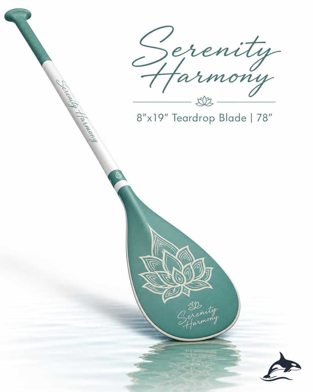 Serenity Harmony SUP paddle — 8"×19" teardrop blade